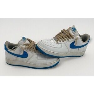 Nike Air Force 1 '07 Low Top White/Photo Blue Leather Sneakers FJ4146-103 Sz 8.5